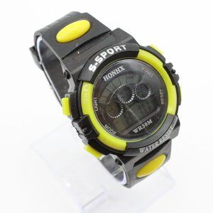 HONHX S-Sport Digital Watch Unisex Casual Sports LED Black Rubber Band